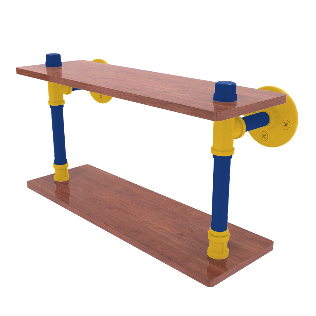 Hardwood Collection Wood Double Shelf Golden State Edition