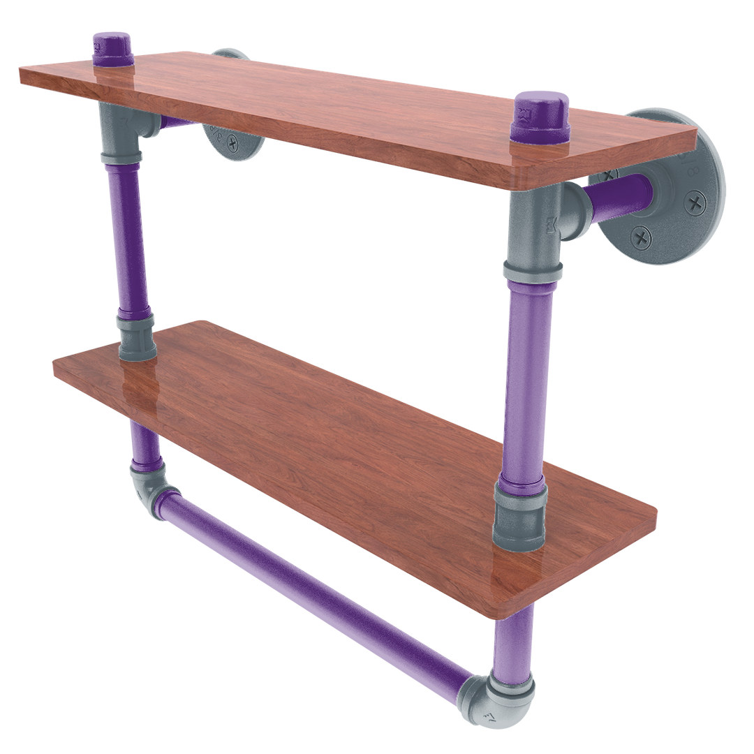 Hardwood Collection Double Wood Shelf with Towel Bar Sacramento Edition