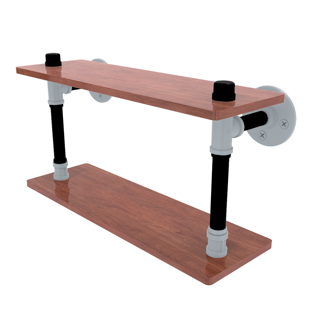 Hardwood Collection Wood Double Shelf San Antonio Edition