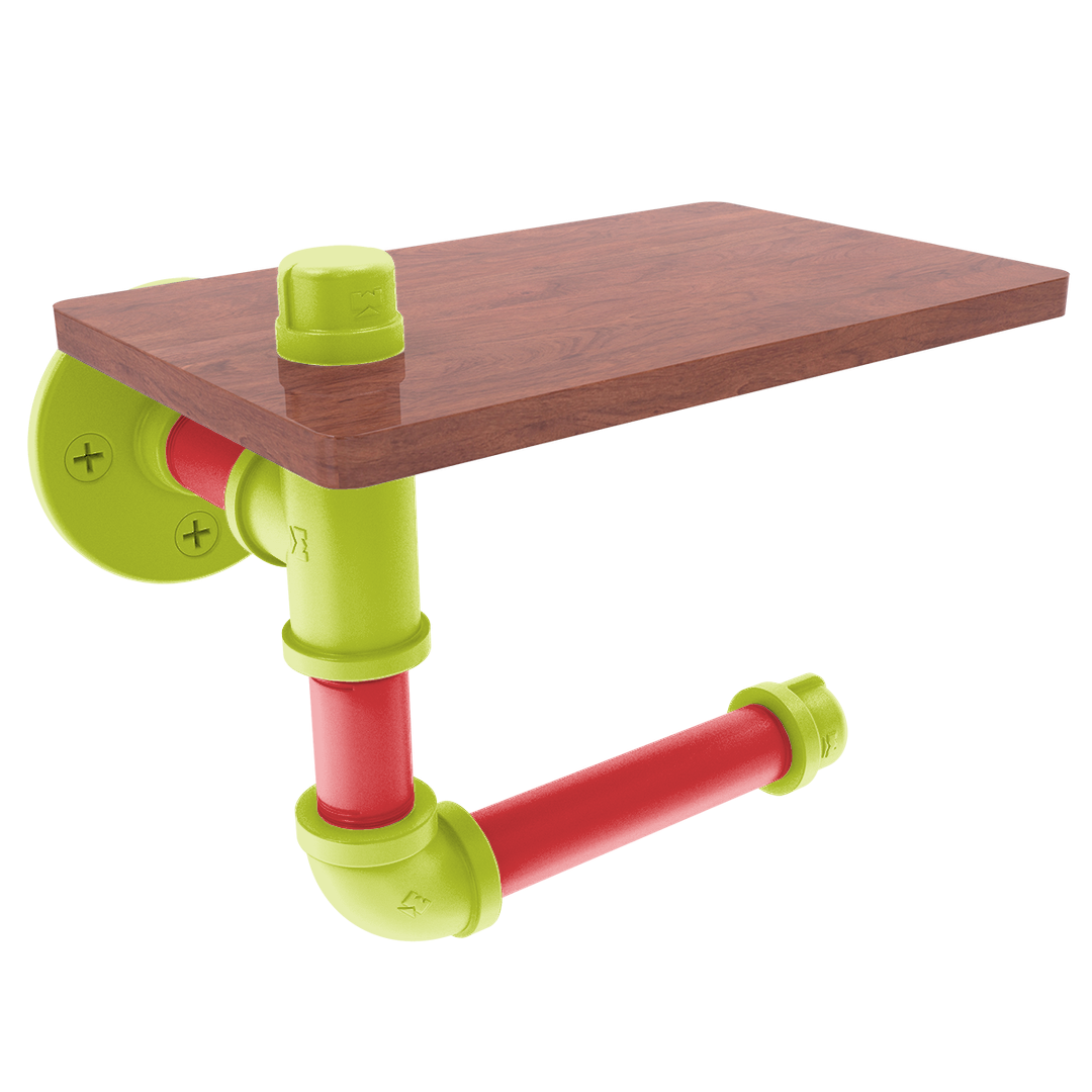 Hardwood Collection Toilet Paper Holder with Wood Shelf Atlanta Edition