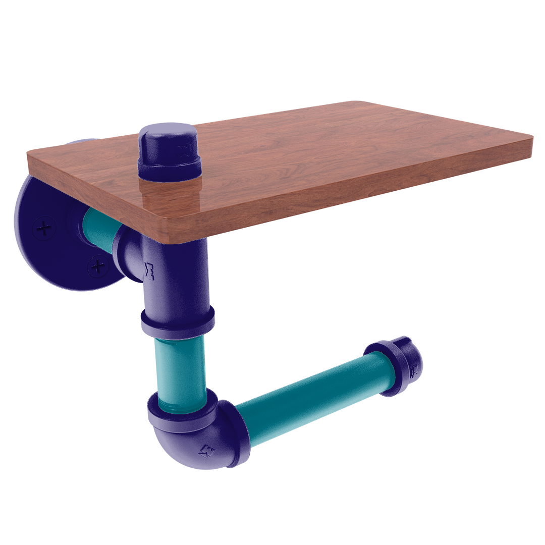 Hardwood Collection Toilet Paper Holder with Wood Shelf Charlotte Edition