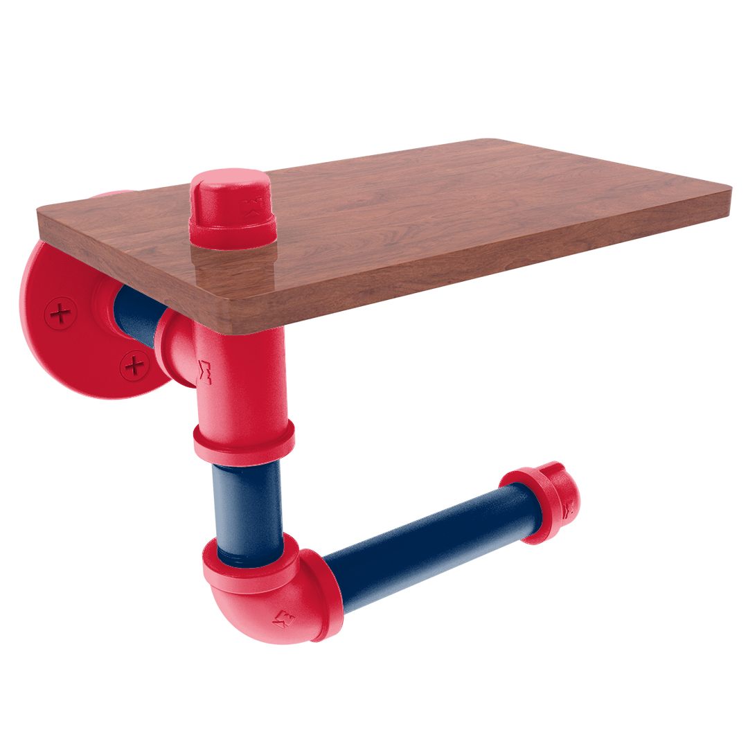 Hardwood Collection Toilet Paper Holder with Wood Shelf Washington Edition