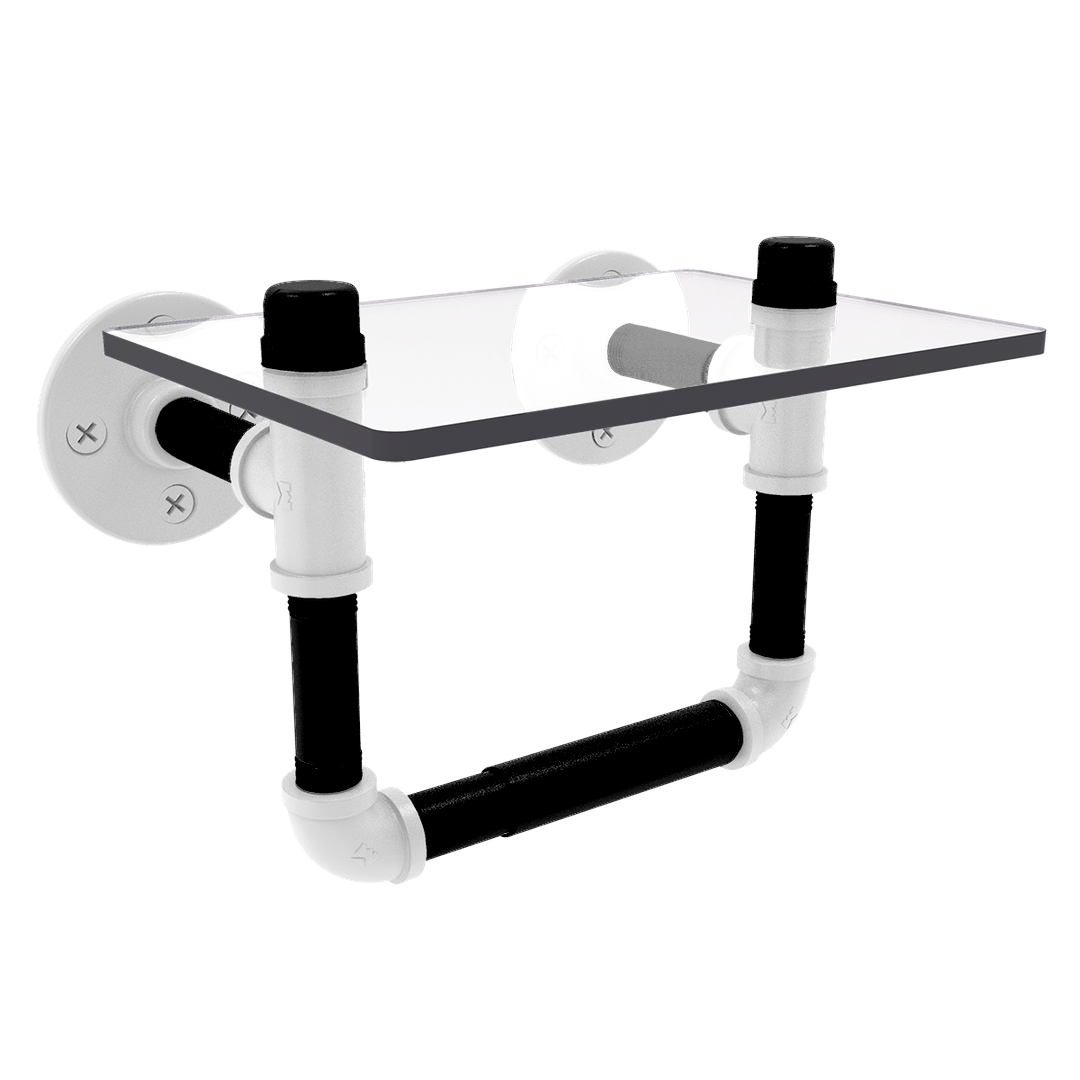 Hardwood Collection Toilet Tissue Holder with Glass Shelf Brooklyn Edition