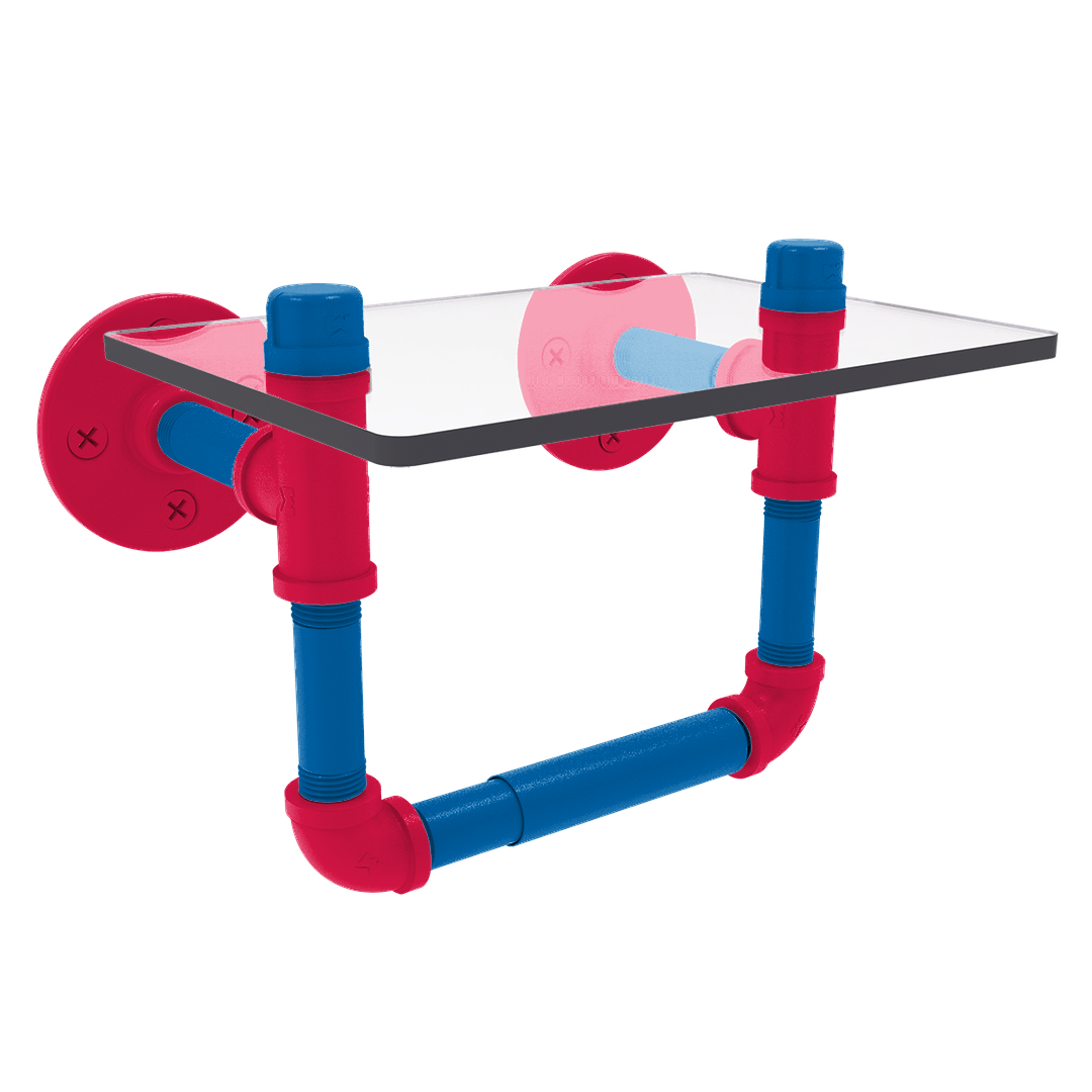 Hardwood Collection Toilet Tissue Holder with Glass Shelf Philadelphia Edition