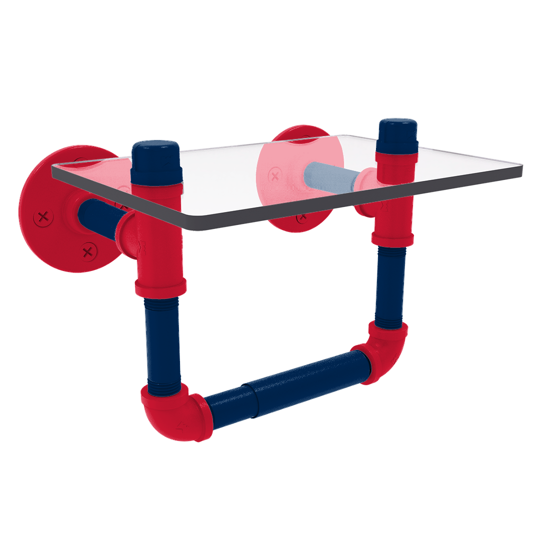 Hardwood Collection Toilet Tissue Holder with Glass Shelf Washington Edition