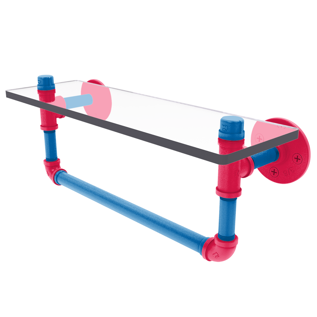 Hardwood Collection Glass Shelf with Towel Bar Philadelphia Edition