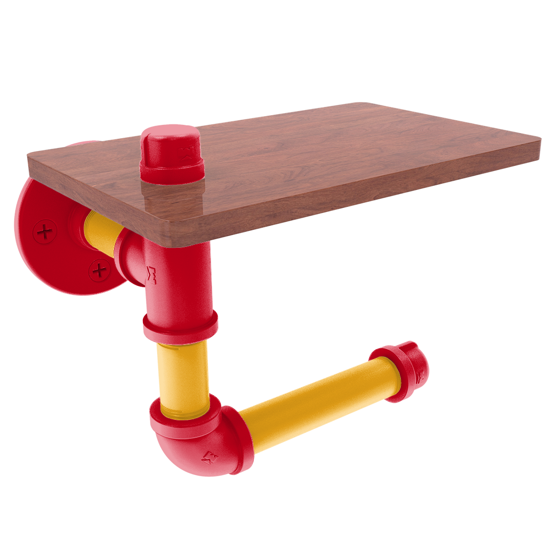 Slapshot Collection Toilet Paper Holder with Wood Shelf Winnipeg Edition