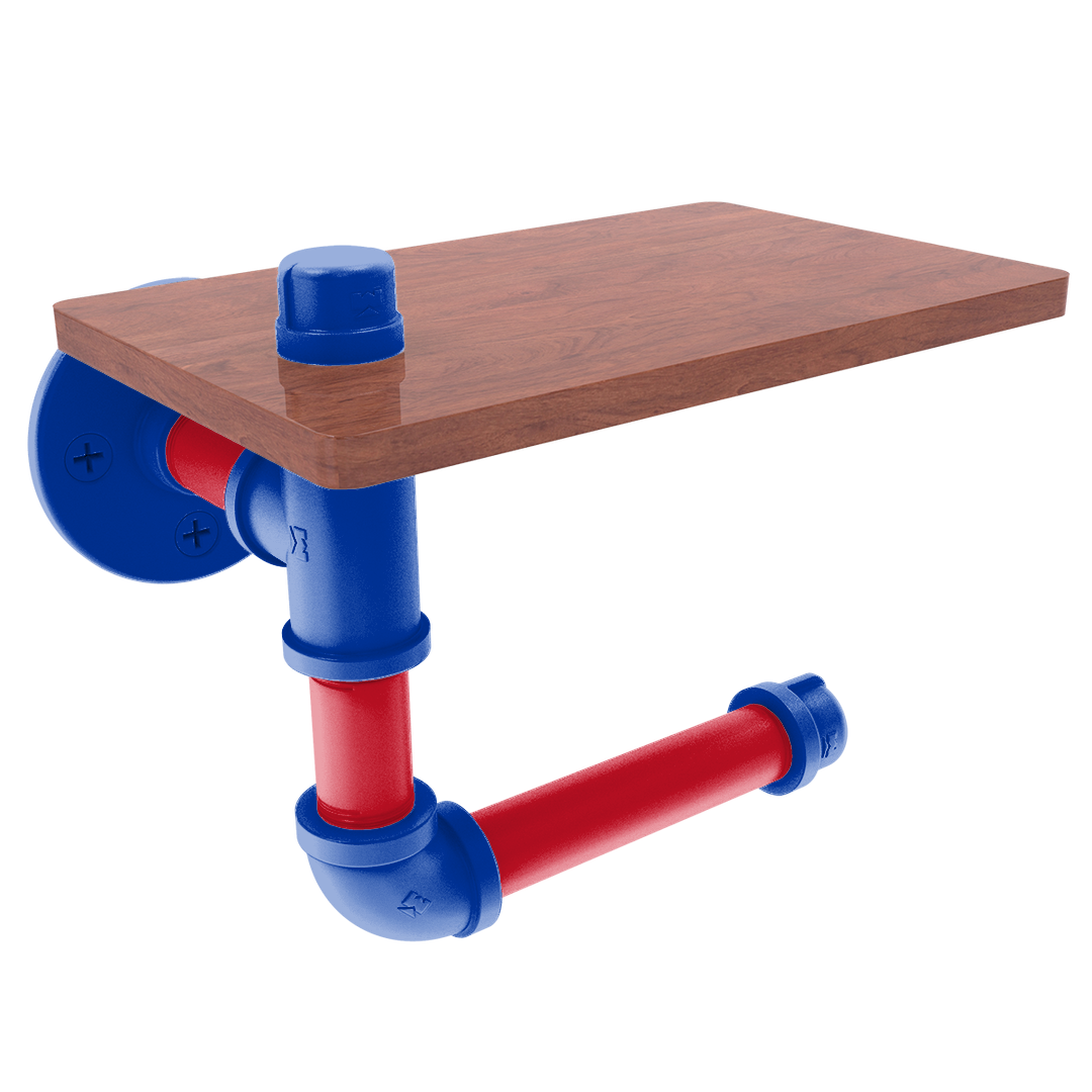 Slapshot Collection Toilet Paper Holder with Wood Shelf Winnipeg Edition