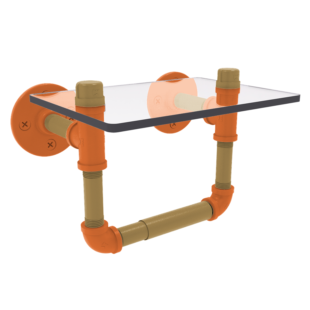 Slapshot Collection Toilet Tissue Holder with Glass Shelf Anaheim Edition