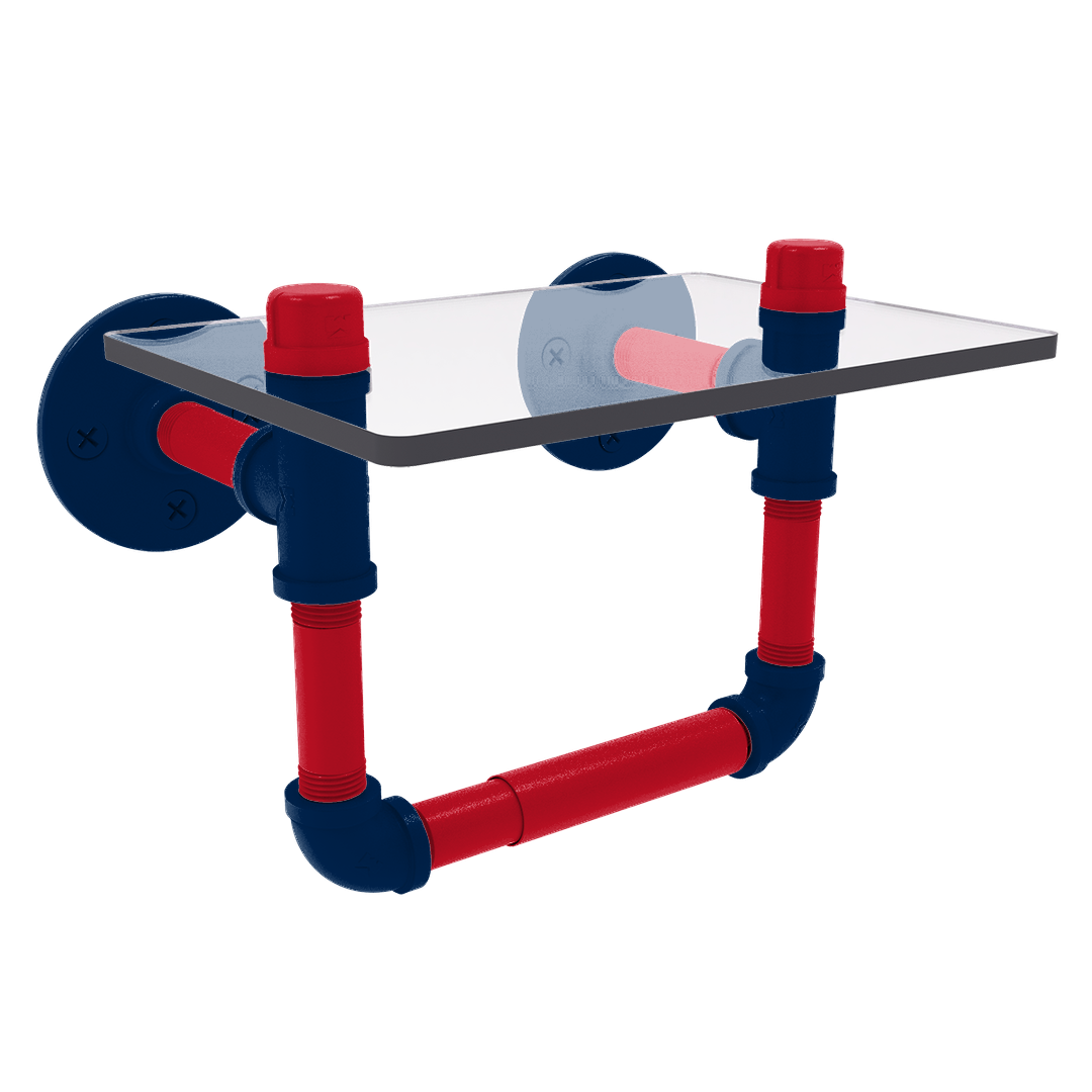 Slapshot Collection Toilet Tissue Holder with Glass Shelf Columbus Edition