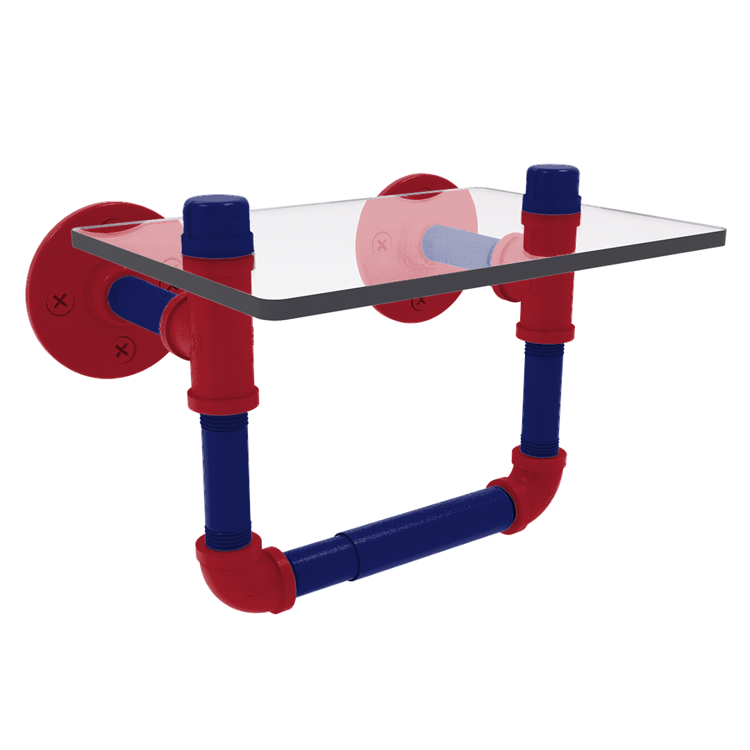 Slapshot Collection Toilet Tissue Holder with Glass Shelf Montreal Edition