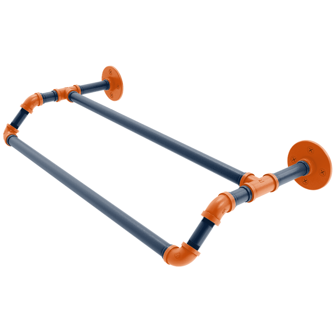 Collegiate Collection Double Towel Bar Plainsmen Blue and Orange Edition