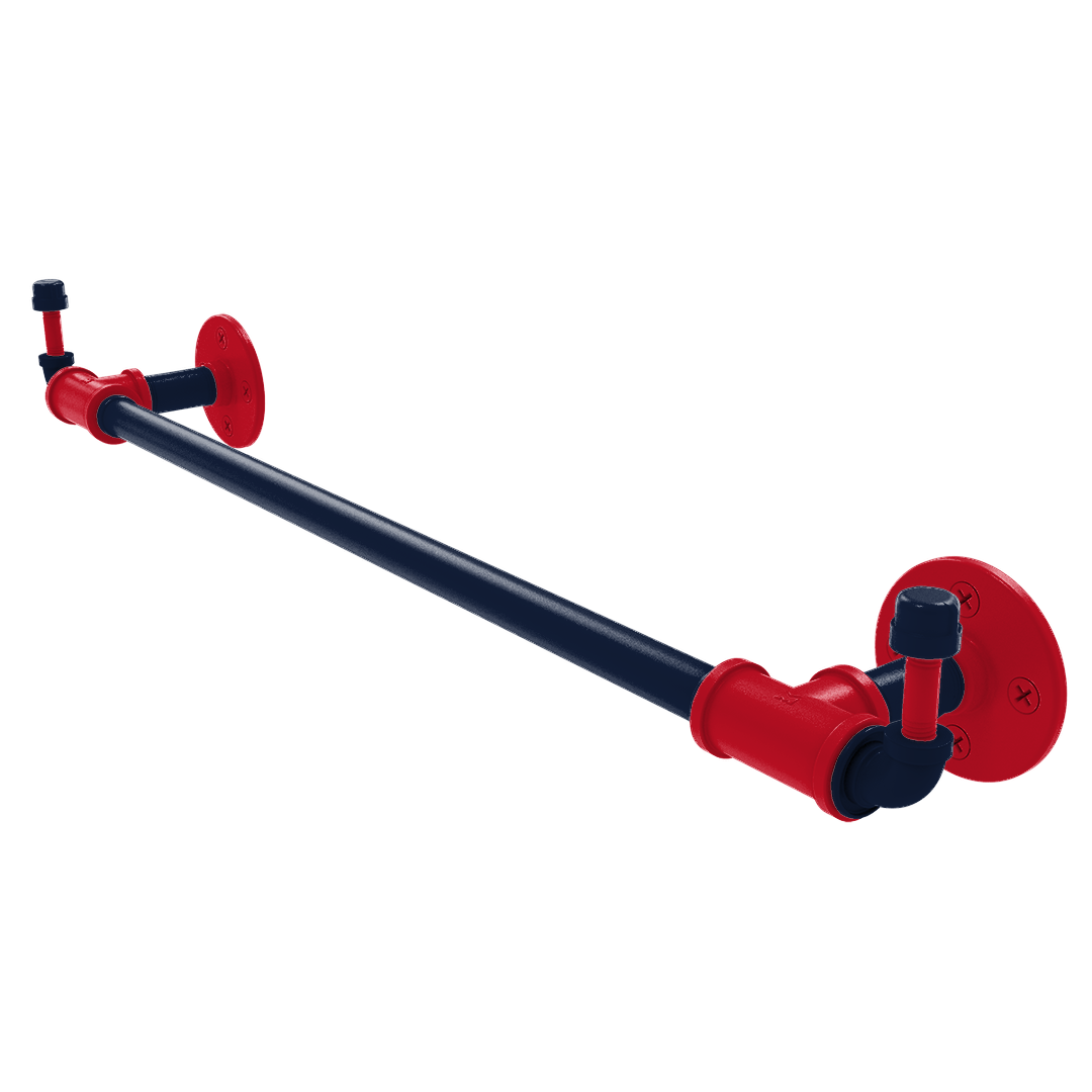 Collegiate Collection Towel Bar with Integrated Hooks Oxford Red and Navy Edition