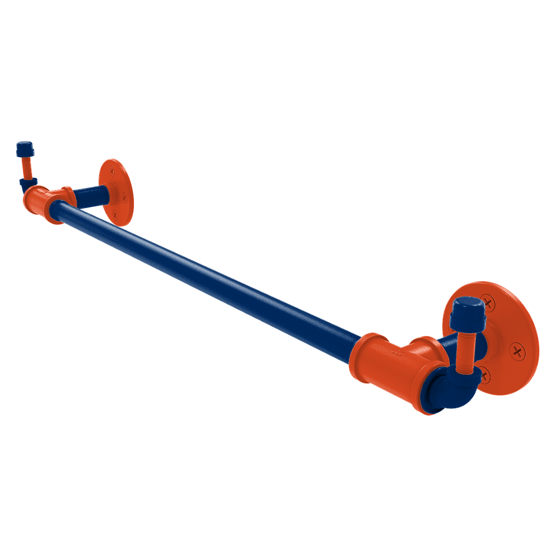 Collegiate Collection Towel Bar with Integrated Hooks Charlottesville Orange and Blue Edition