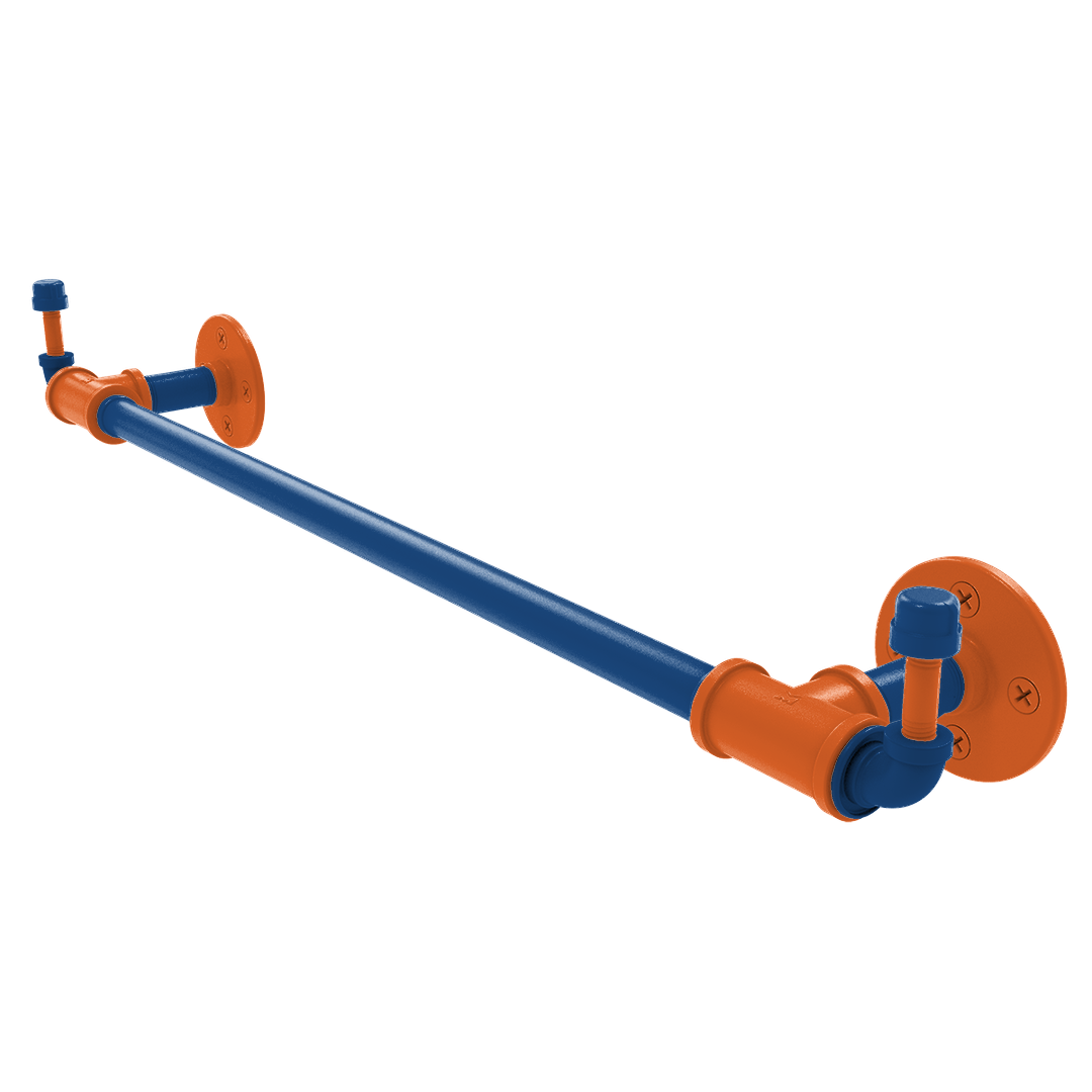 Collegiate Collection Towel Bar with Integrated Hooks Treasure Valley Blue and Orange Edition
