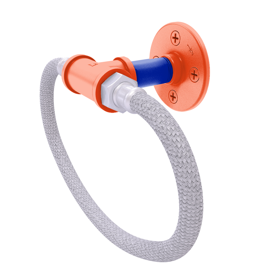 Collegiate Collection Towel Ring with Stainless Steel Braided Ring Swamp Blue and Orange Edition