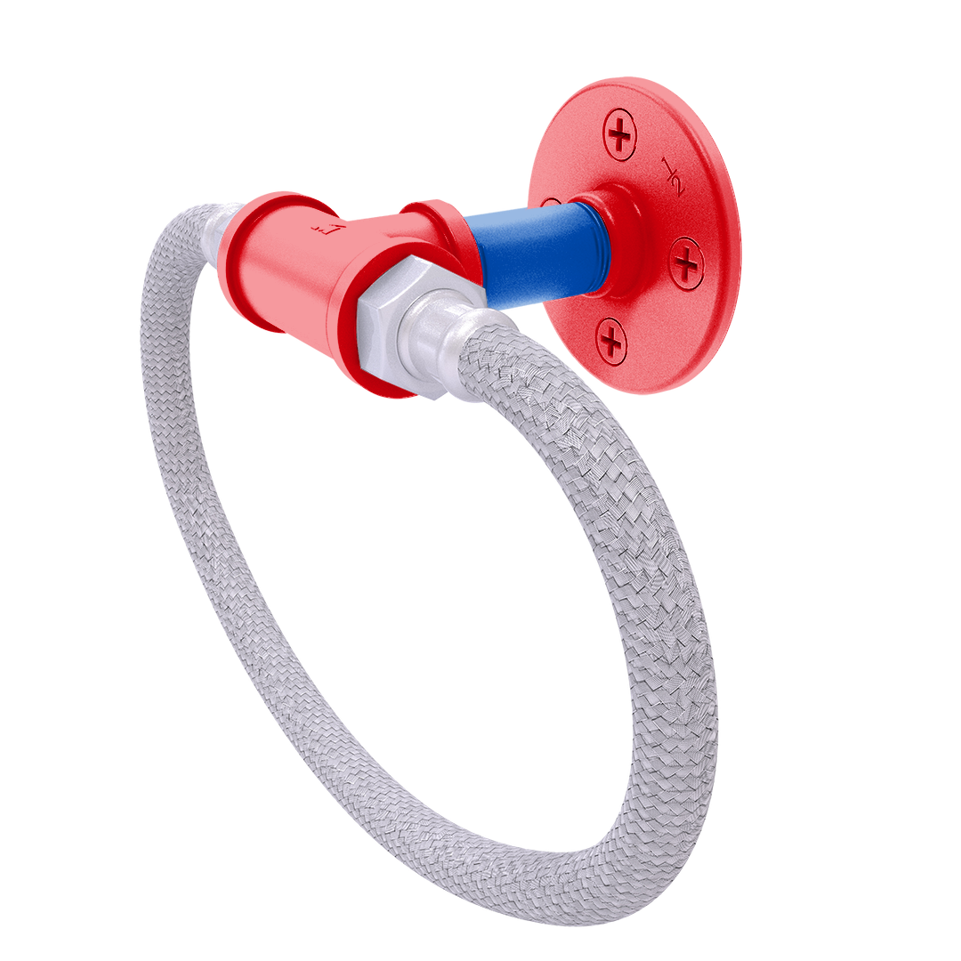 Collegiate Collection Towel Ring with Stainless Steel Braided Ring Lawrence Blue and Crimson Edition