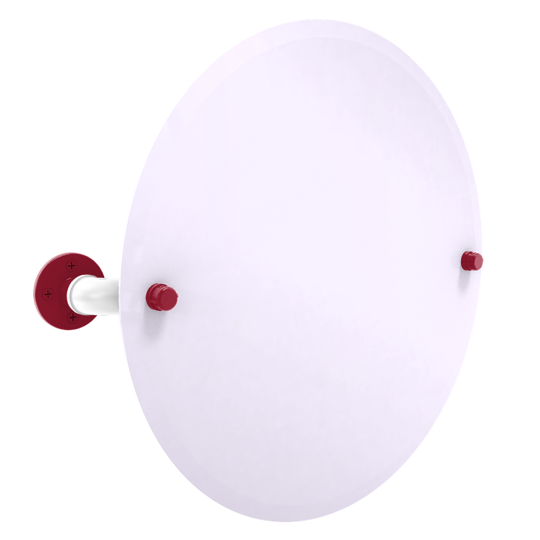 Collegiate Collection Frameless Round Wall Mounted Tilt Mirror Tidewater Red and White Edition