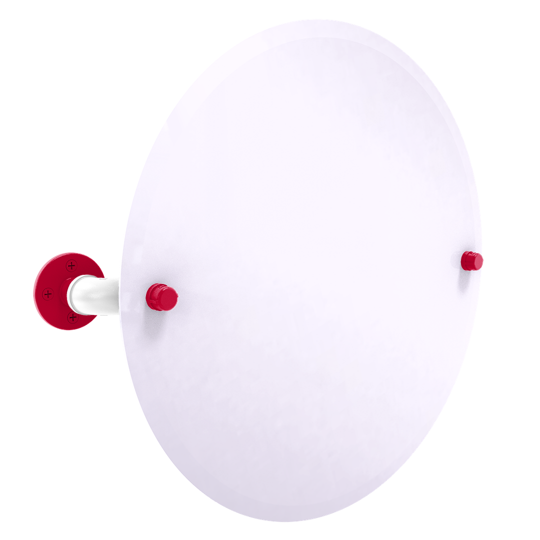 Collegiate Collection Frameless Oval Wall Mounted Tilt Mirror Salt Lake Red and White Edition