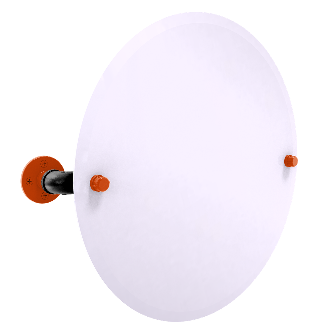 Collegiate Collection Frameless Round Wall Mounted Tilt Mirror Corvallis Orange and Black Edition