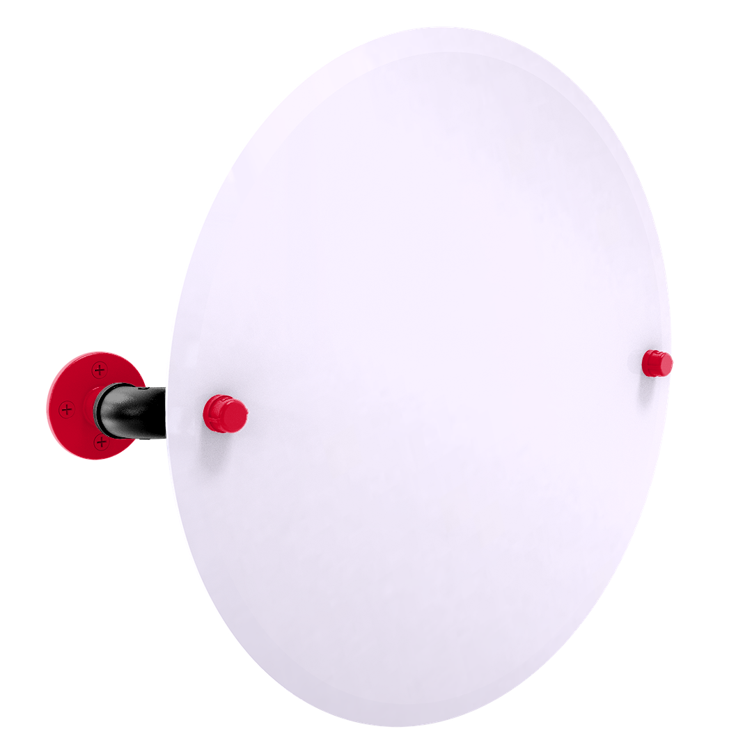 Collegiate Collection Frameless Round Wall Mounted Tilt Mirror Cincy Red and Black Edition