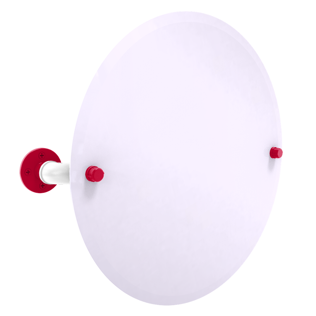 Collegiate Collection Frameless Round Wall Mounted Tilt Mirror Salt Lake Red and White Edition