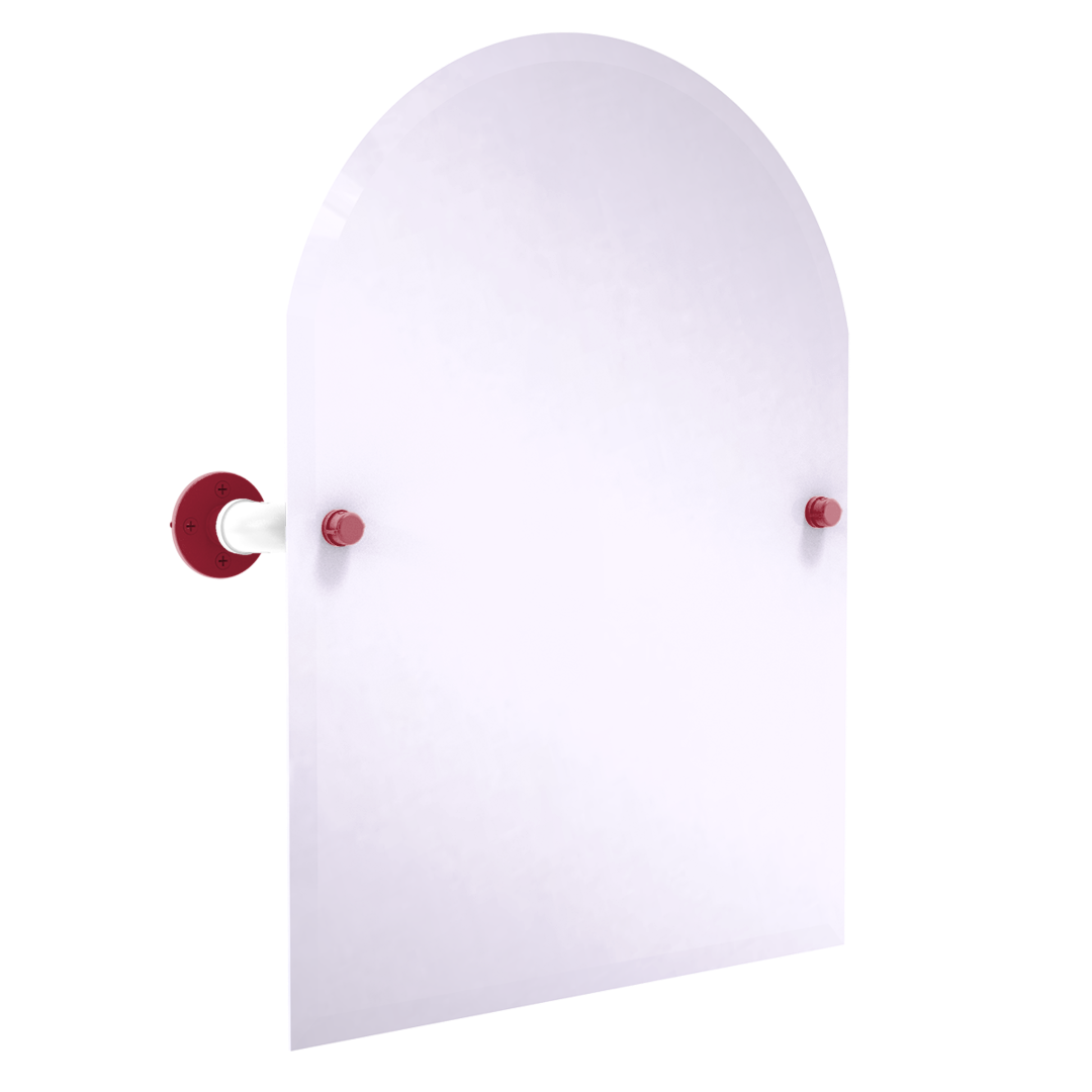 Collegiate Collection Frameless Arched Top Wall Mounted Tilt Mirror Fayetteville Red and White Edition