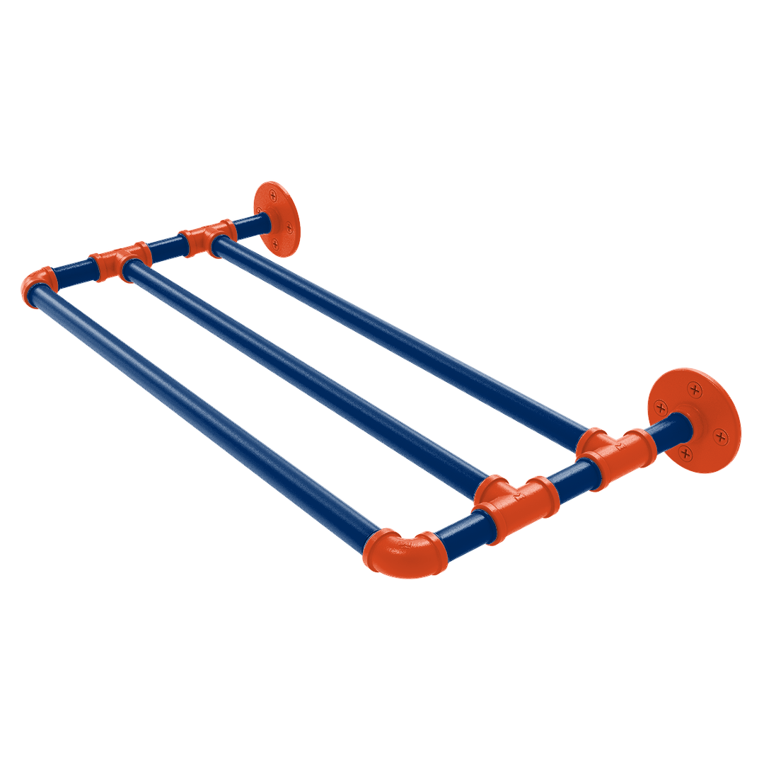 Collegiate Collection Wall Mounted Towel Shelf Charlottesville Orange and Blue Edition