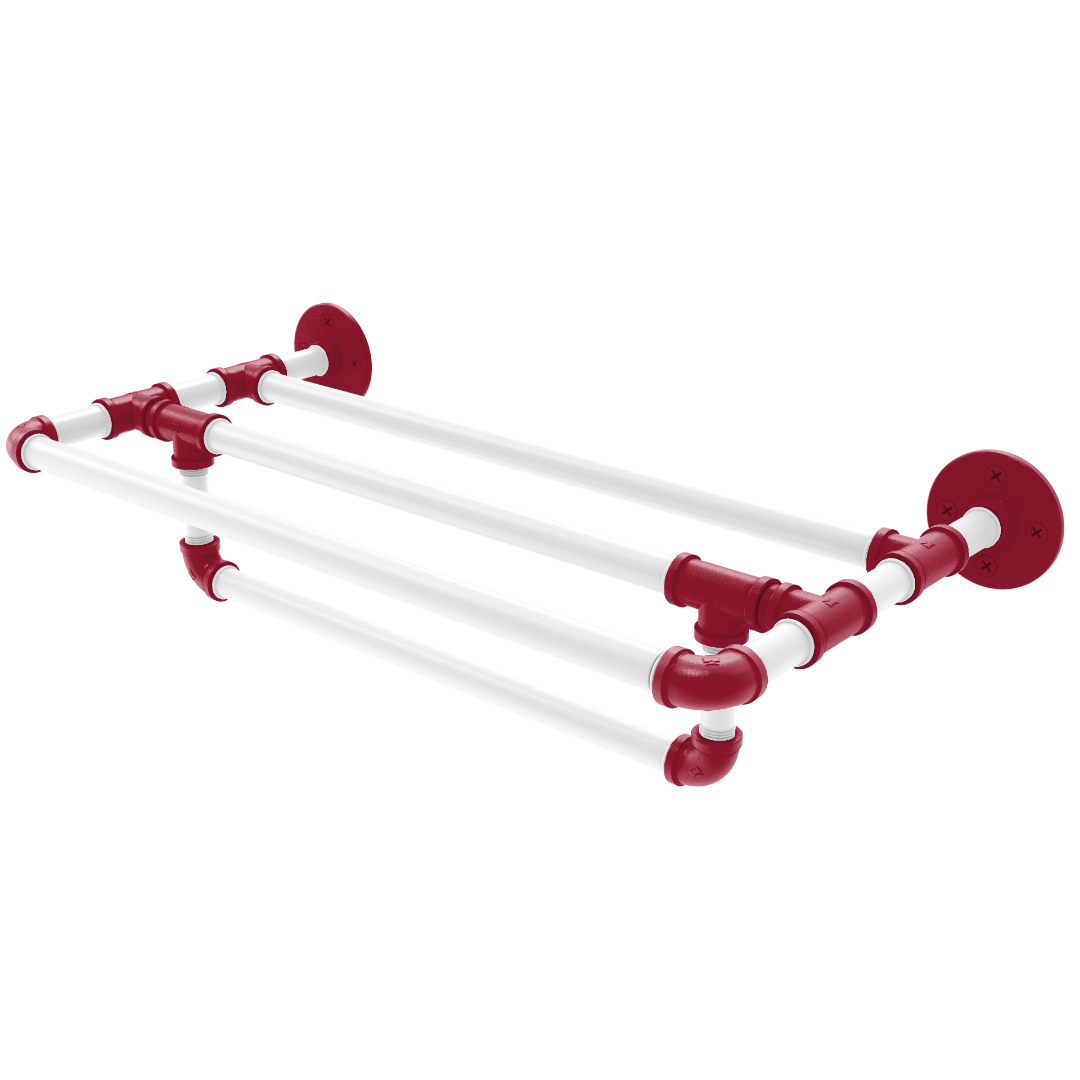 Collegiate Collection Wall Mounted Towel Shelf with Towel Bar Tidewater Red and White Edition