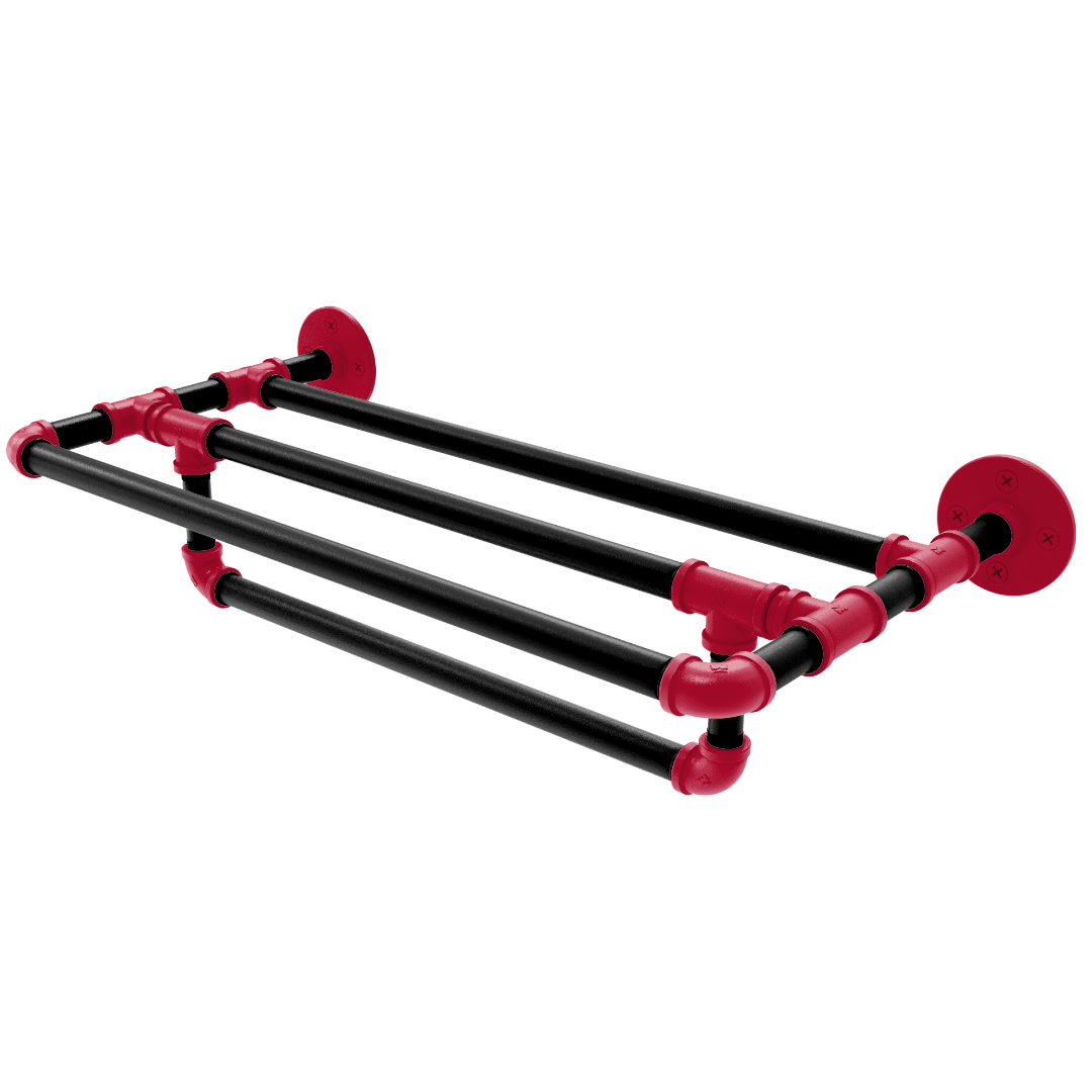 Collegiate Collection Wall Mounted Towel Shelf with Towel Bar Athens Red and Black Edition