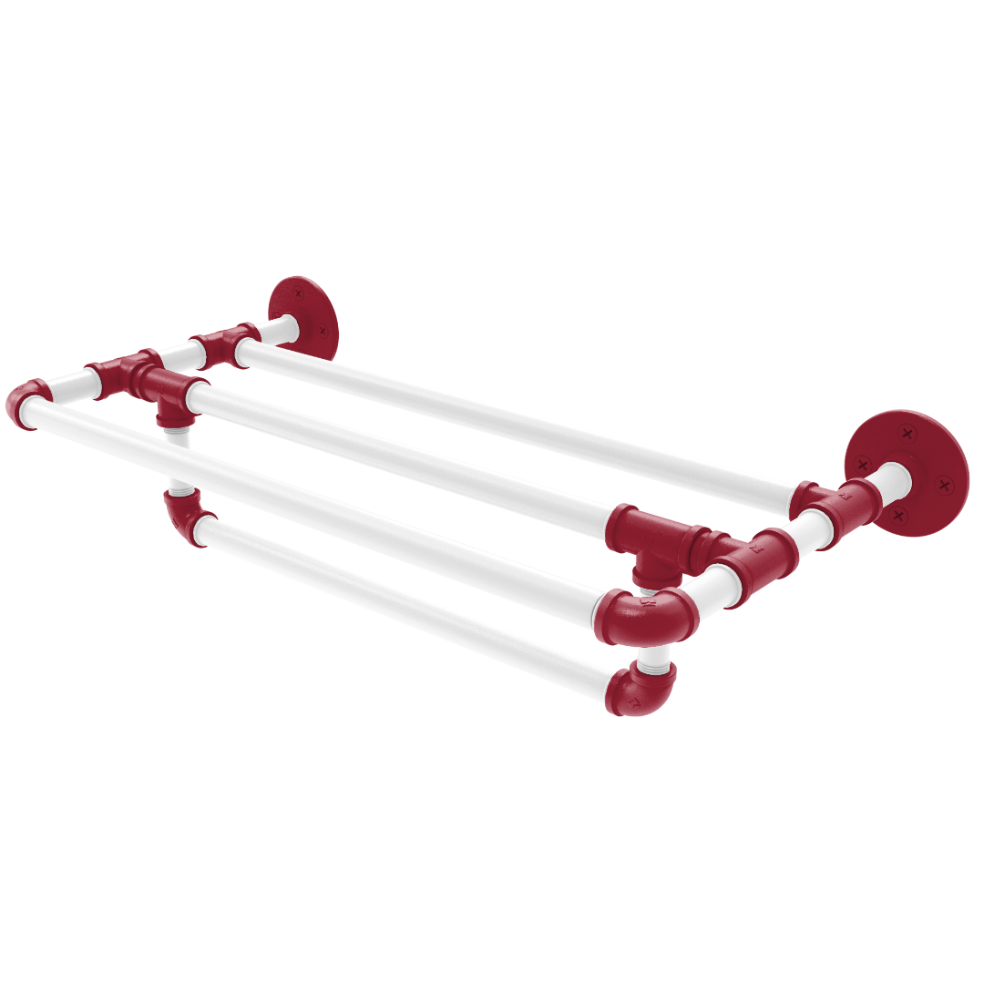 Collegiate Collection Wall Mounted Towel Shelf with Towel Bar Fayetteville Red and White Edition