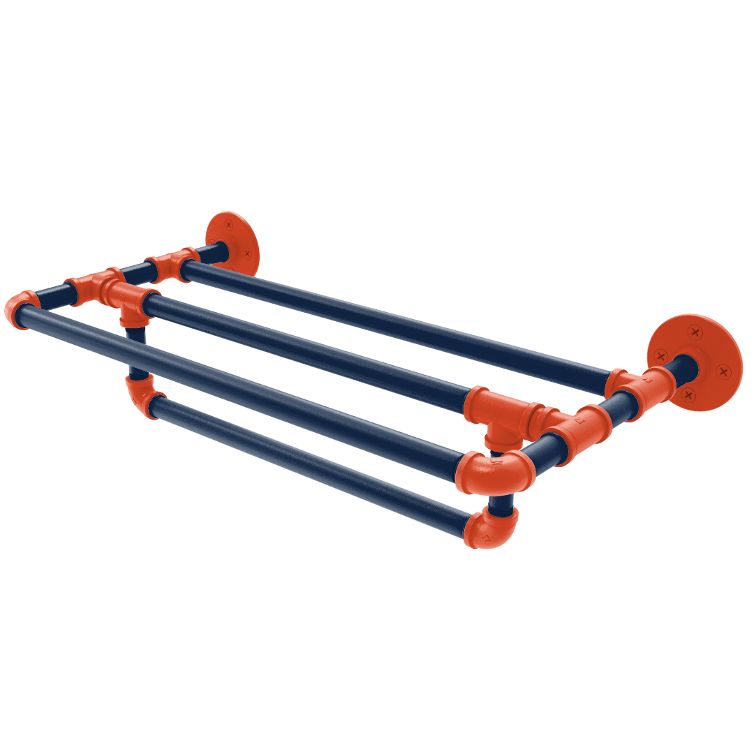 Collegiate Collection Wall Mounted Towel Shelf with Towel Bar Champaign Orange and Blue Edition