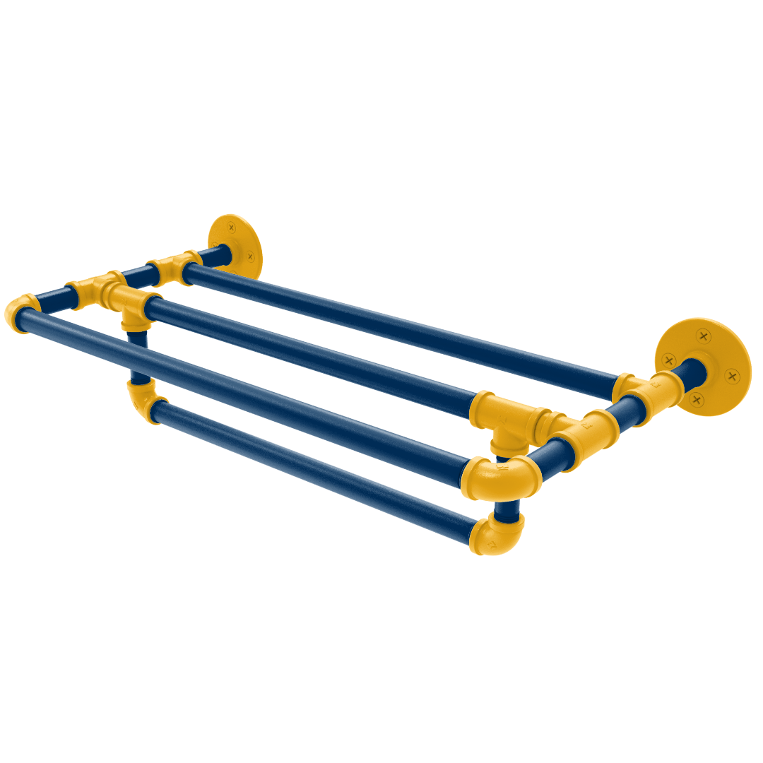 Collegiate Collection Wall Mounted Towel Shelf with Towel Bar Bay Area Blue and Gold Edition