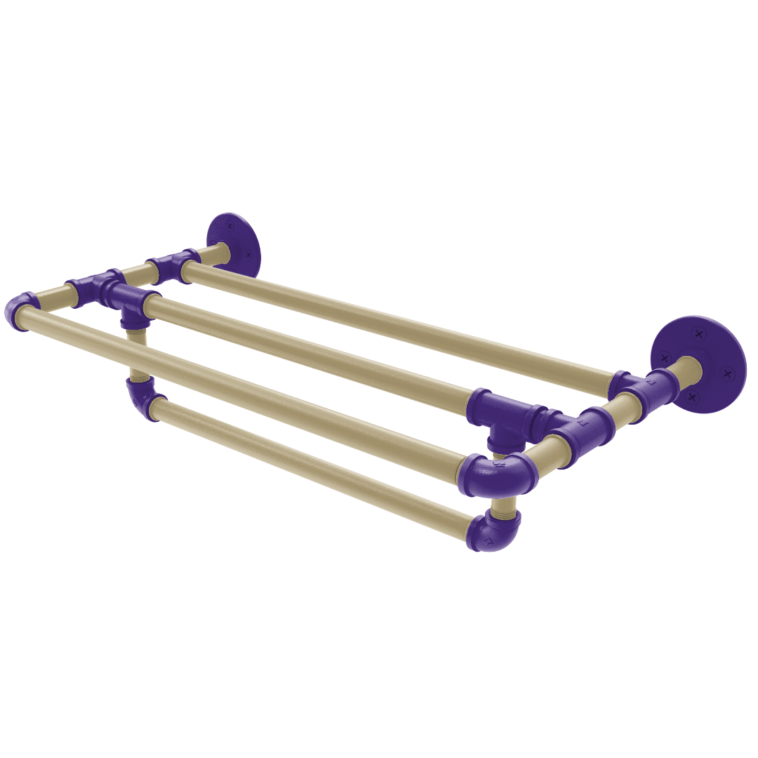 Collegiate Collection Wall Mounted Towel Shelf with Towel Bar Seattle Purple and Gold Edition