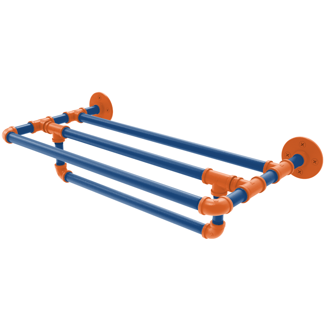 Collegiate Collection Wall Mounted Towel Shelf with Towel Bar Treasure Valley Blue and Orange Edition