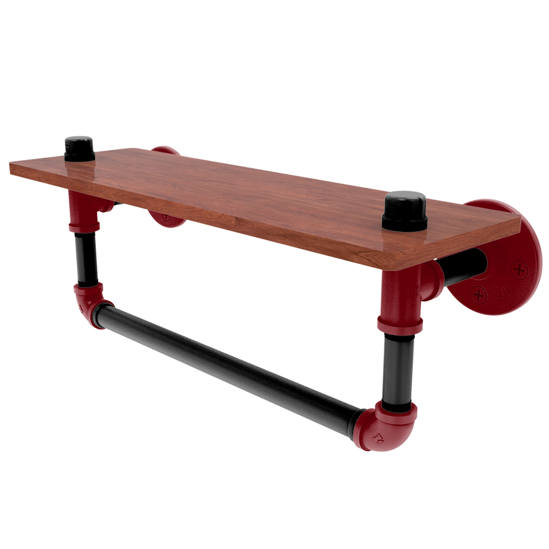 Collegiate Collection Wood Shelf with Towel Bar Columbia Garnet and Black Edition