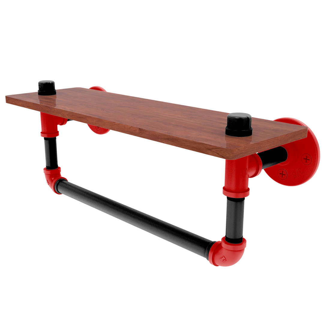 Collegiate Collection Wood Shelf with Towel Bar Lubbock Red and Black Edition