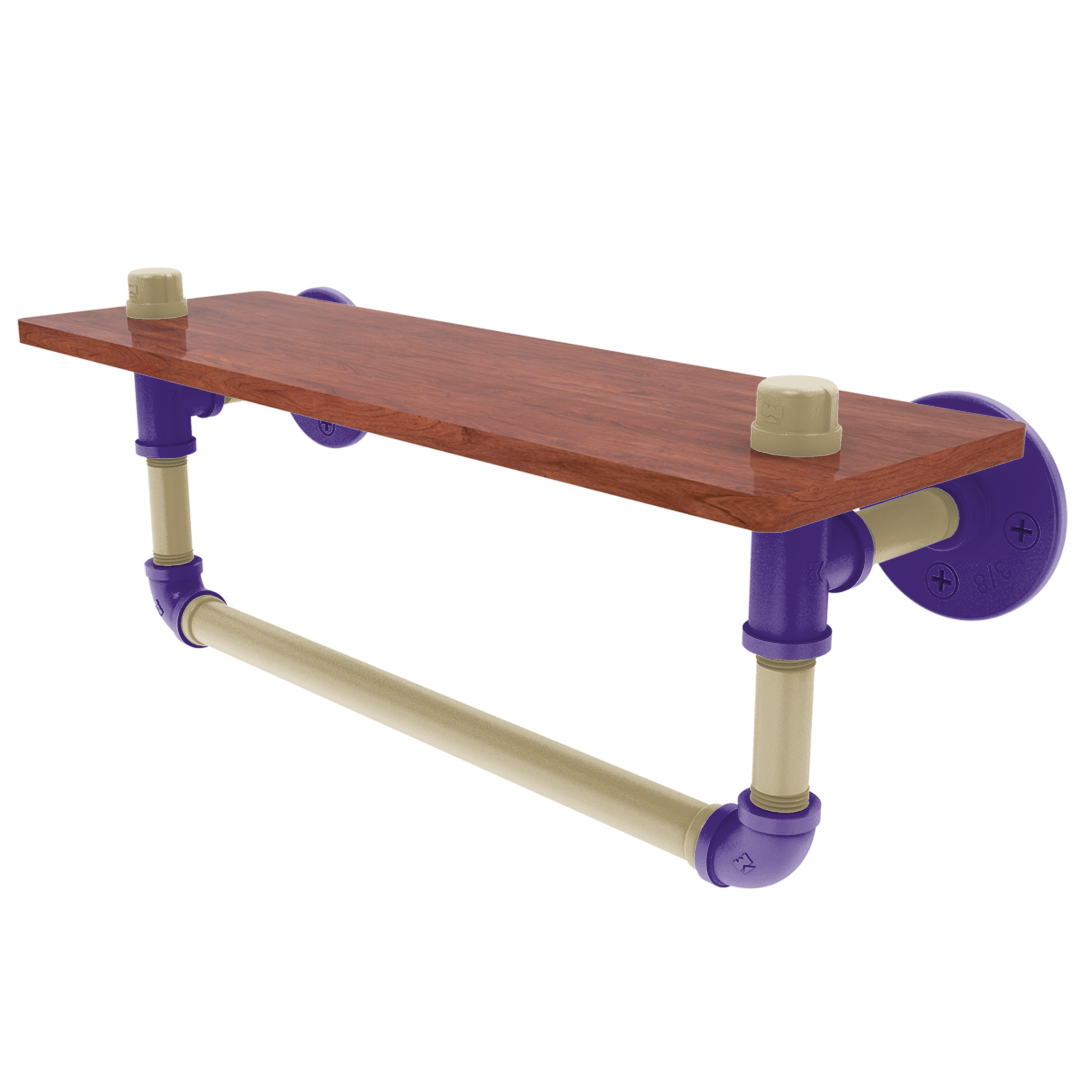 Collegiate Collection Wood Shelf with Towel Bar Seattle Purple and Gold Edition