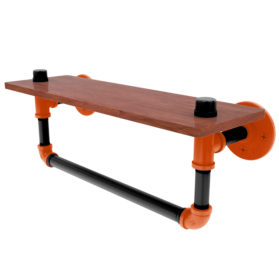 Collegiate Collection Wood Shelf with Towel Bar Corvallis Orange and Black Edition