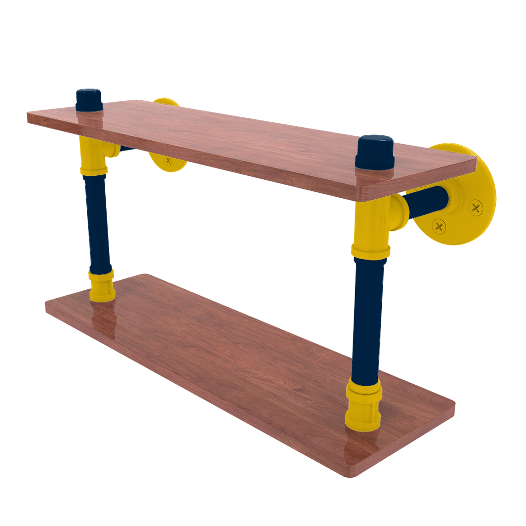 Collegiate Collection Wood Double Shelf Great Lakes Maize and Blue Edition