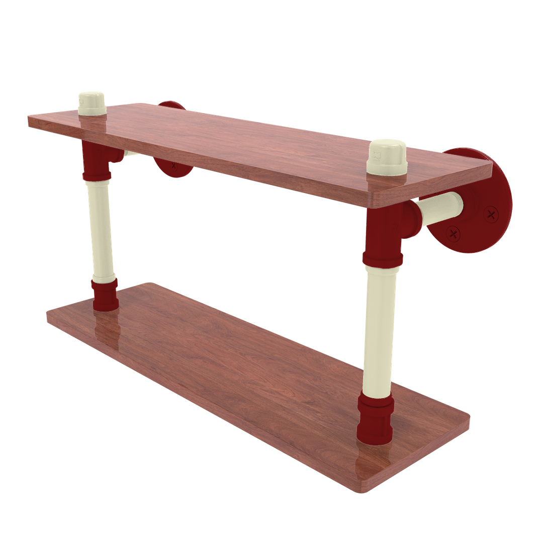 Collegiate Collection Wood Double Shelf Norman Crimson and Cream Edition