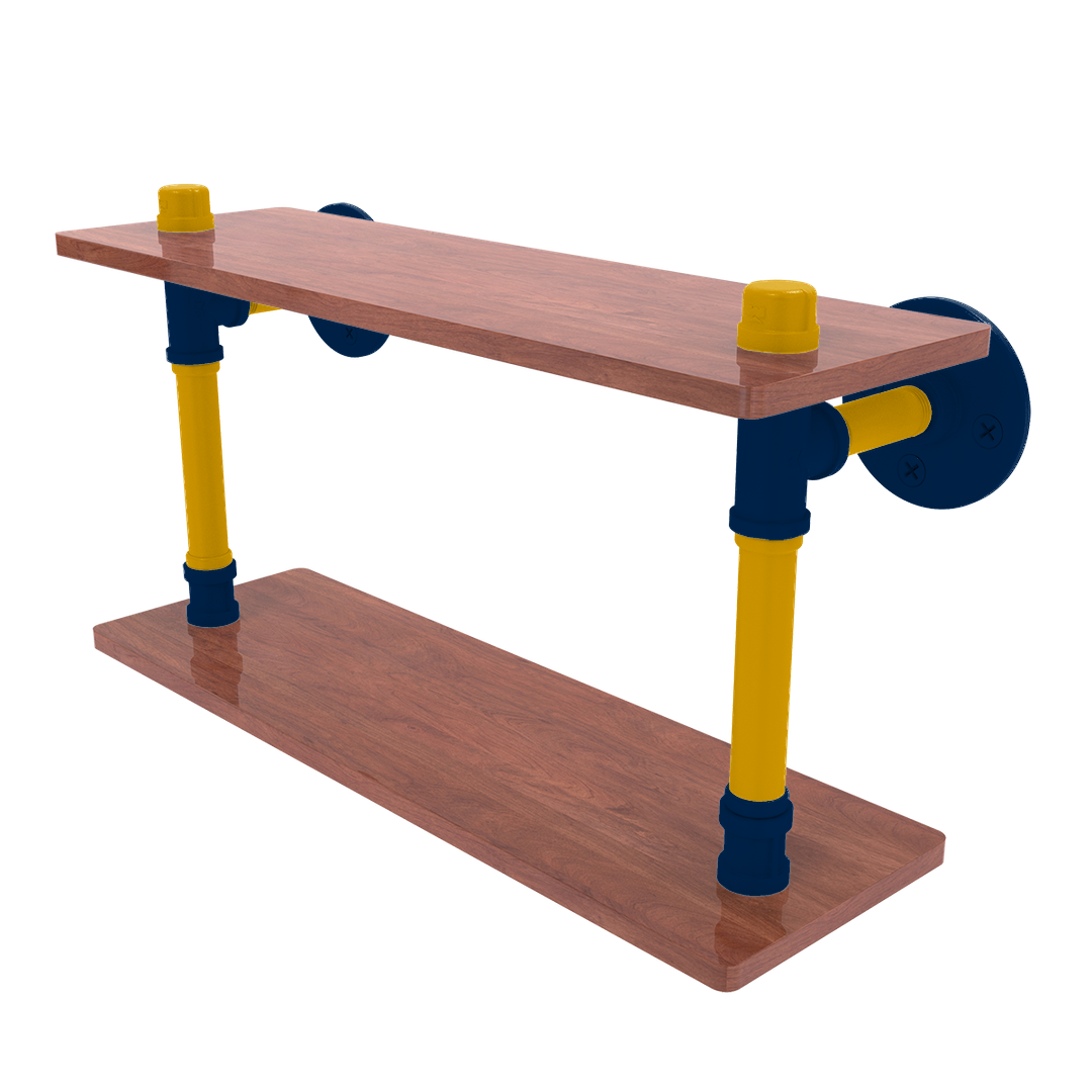 Collegiate Collection Wood Double Shelf Mountaineer State Blue and Gold Edition