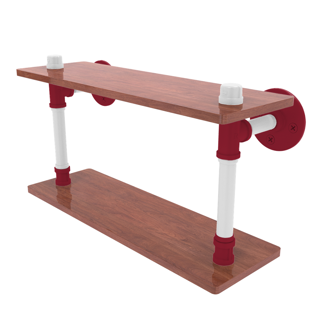 Collegiate Collection Wood Double Shelf Fayetteville Red and White Edition