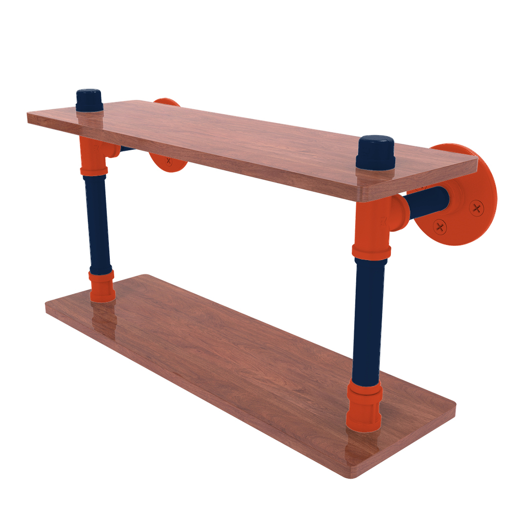 Collegiate Collection Wood Double Shelf Champaign Orange and Blue Edition