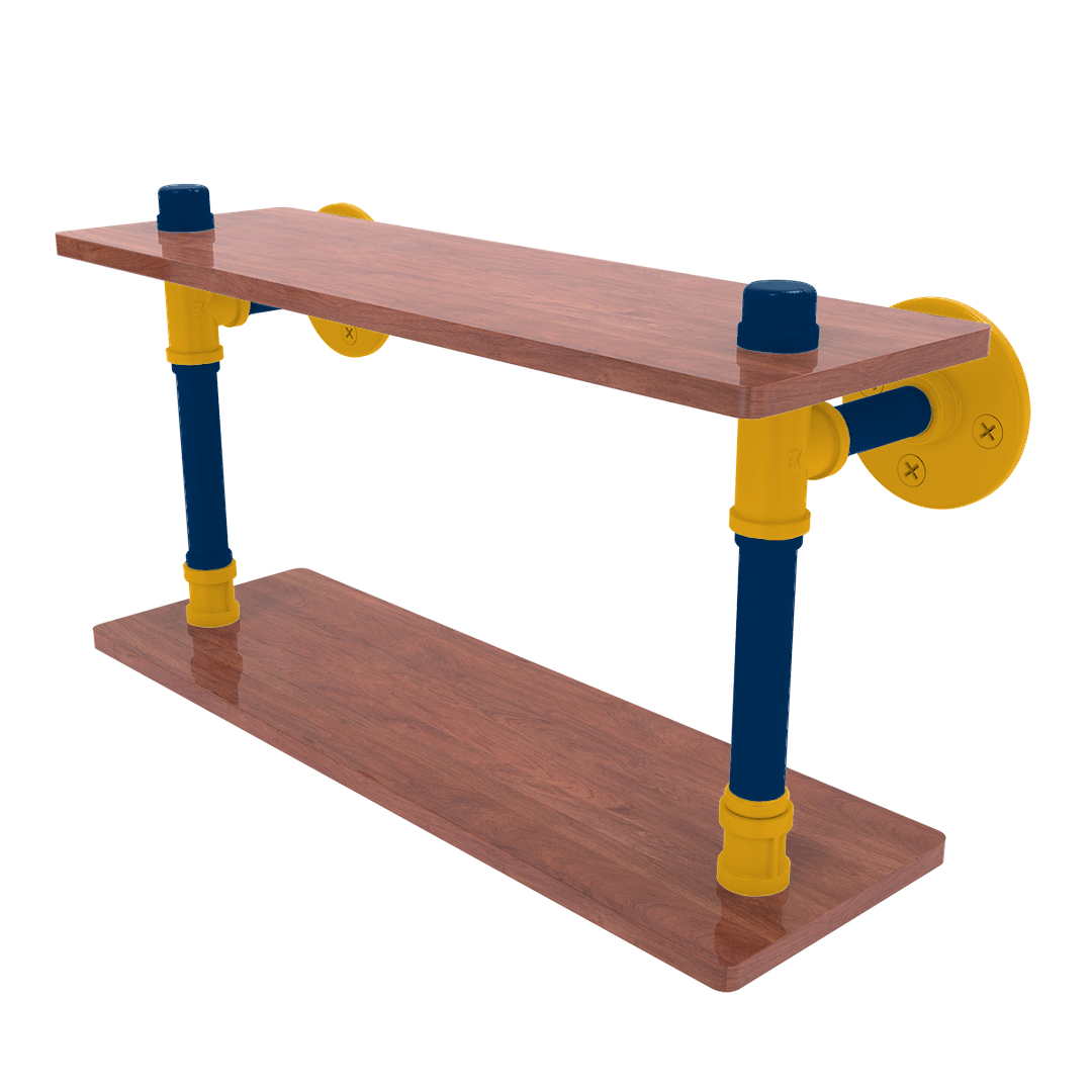 Collegiate Collection Wood Double Shelf Bay Area Blue and Gold Edition