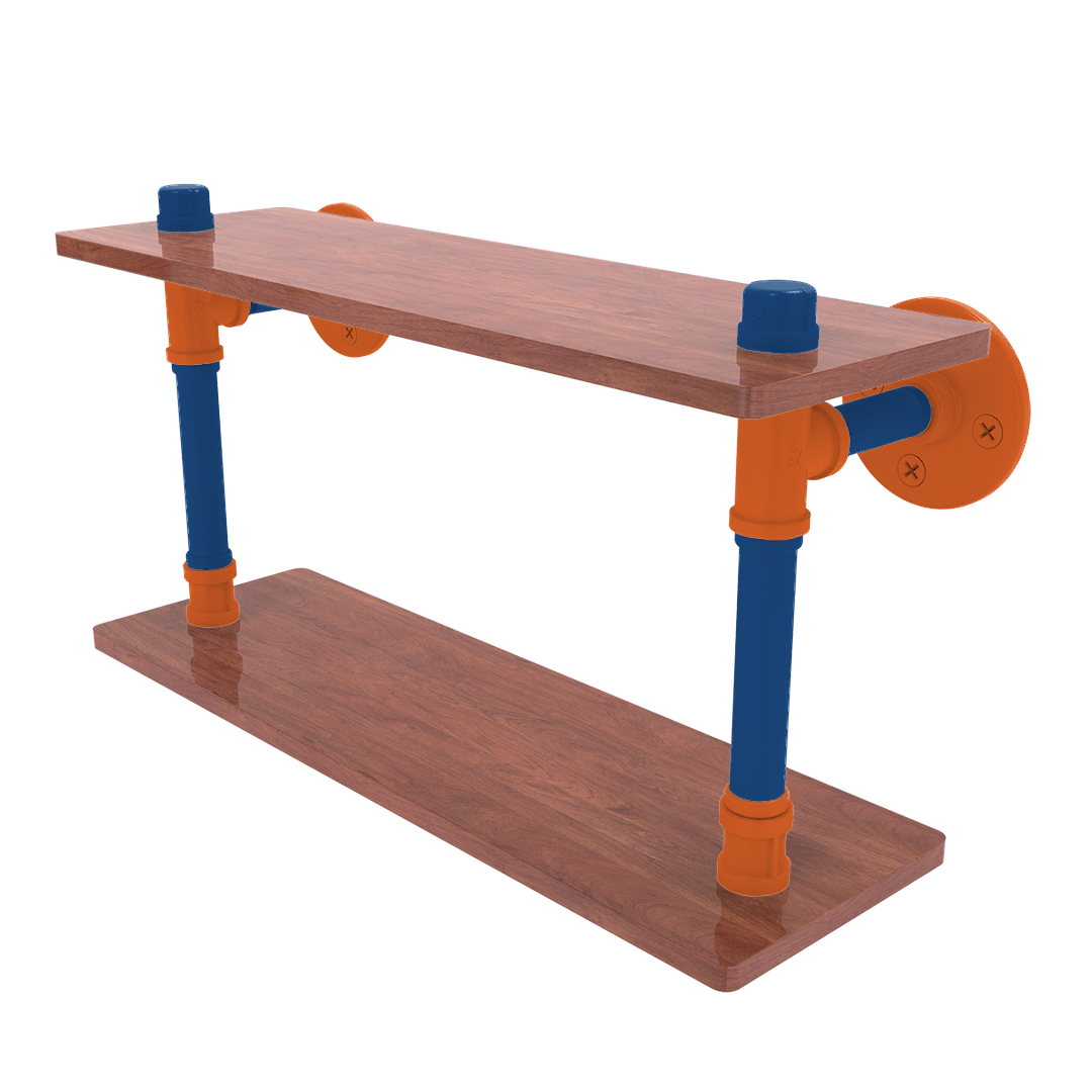 Collegiate Collection Wood Double Shelf Treasure Valley Blue and Orange Edition