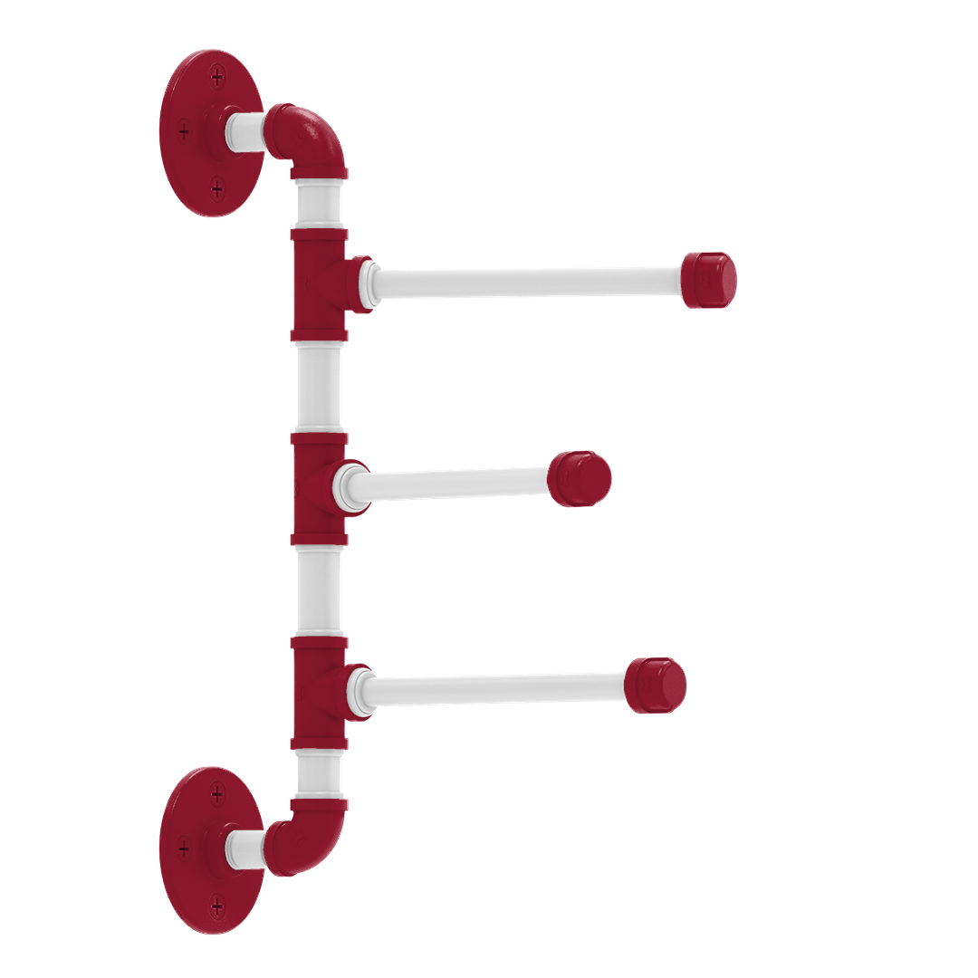 Collegiate Collection 3 Swing Arm Vertical Towel Bar Tidewater Red and White Edition