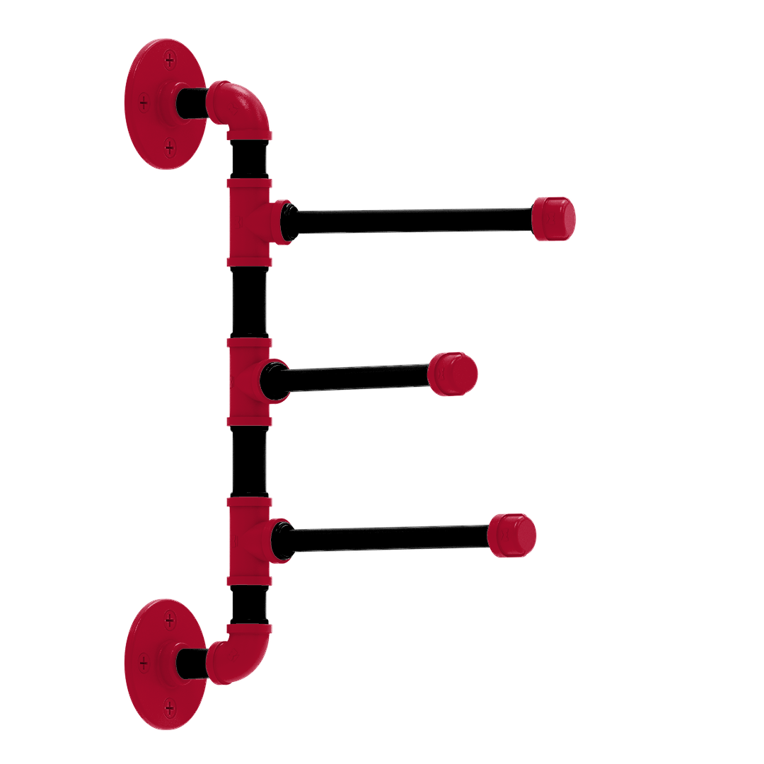 Collegiate Collection 3 Swing Arm Vertical Towel Bar Athens Red and Black Edition