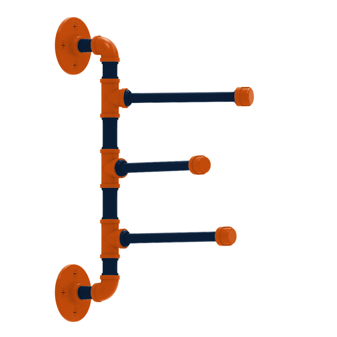Collegiate Collection 3 Swing Arm Vertical Towel Bar Plainsmen Blue and Orange Edition