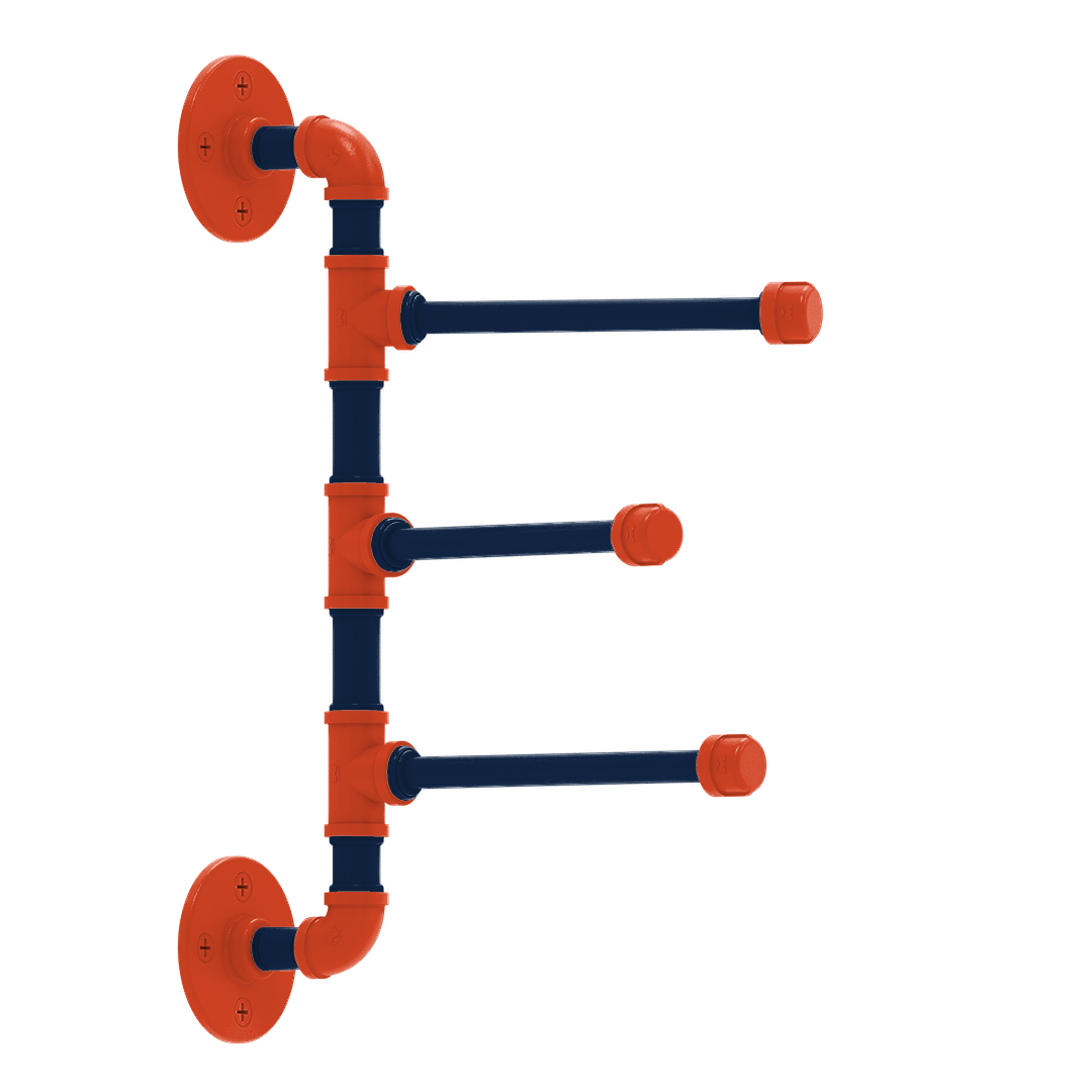 Collegiate Collection 3 Swing Arm Vertical Towel Bar Champaign Orange and Blue Edition